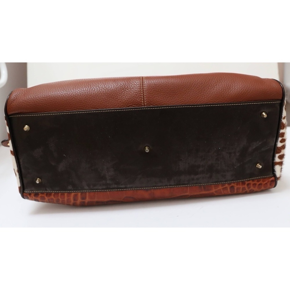 Cromia genuine leather bag crocodile brown tote Y2K 2000s trendy cowhide gold - Picture 7 of 13